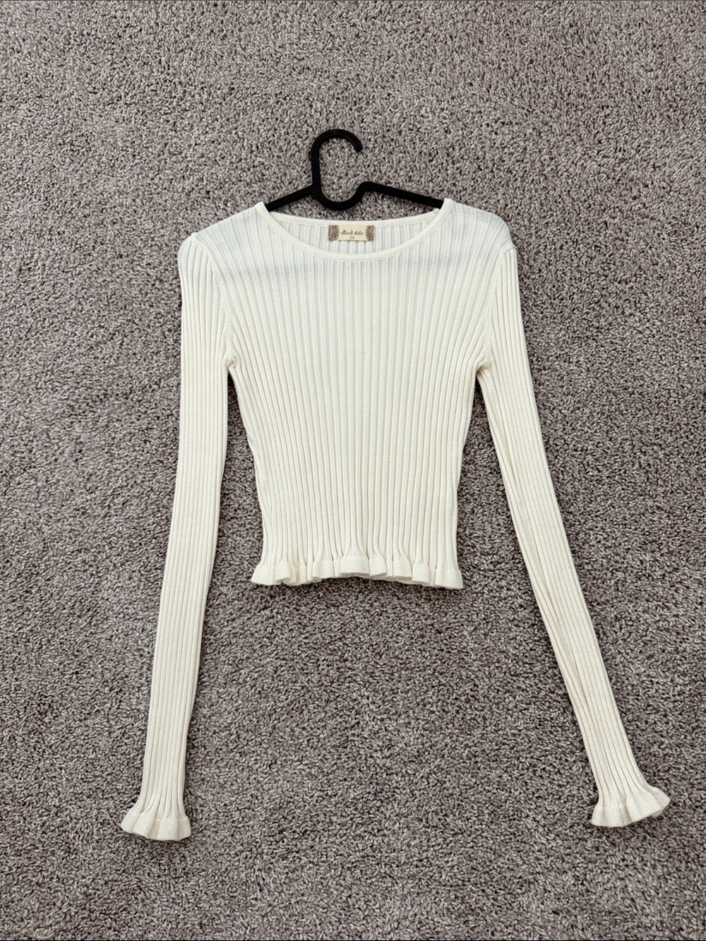Altard state Ribbed Long-Sleeve Crop Top - Cream